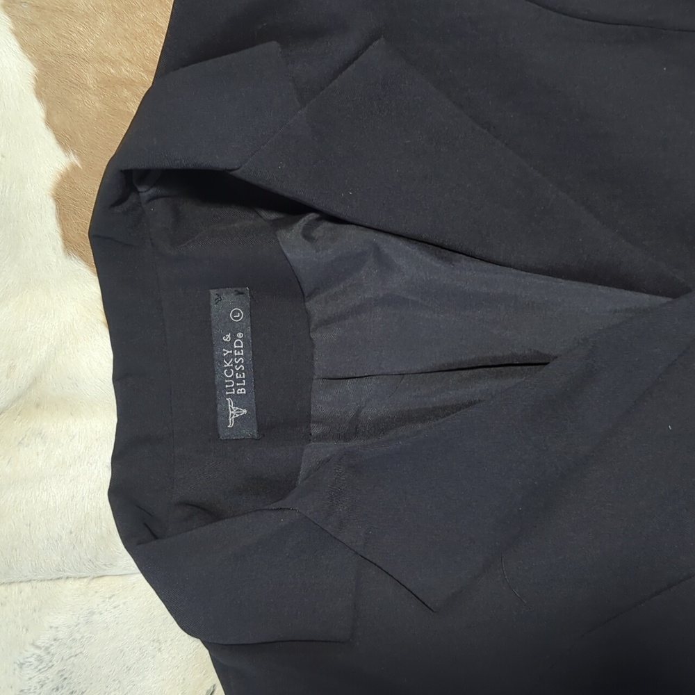 Lucky & Blessed Black Fringe Blazer View 2